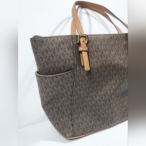 Michael Kors Quinn Med Signature Tote Bag Like New Brown Acorn - Picture 9 of 12